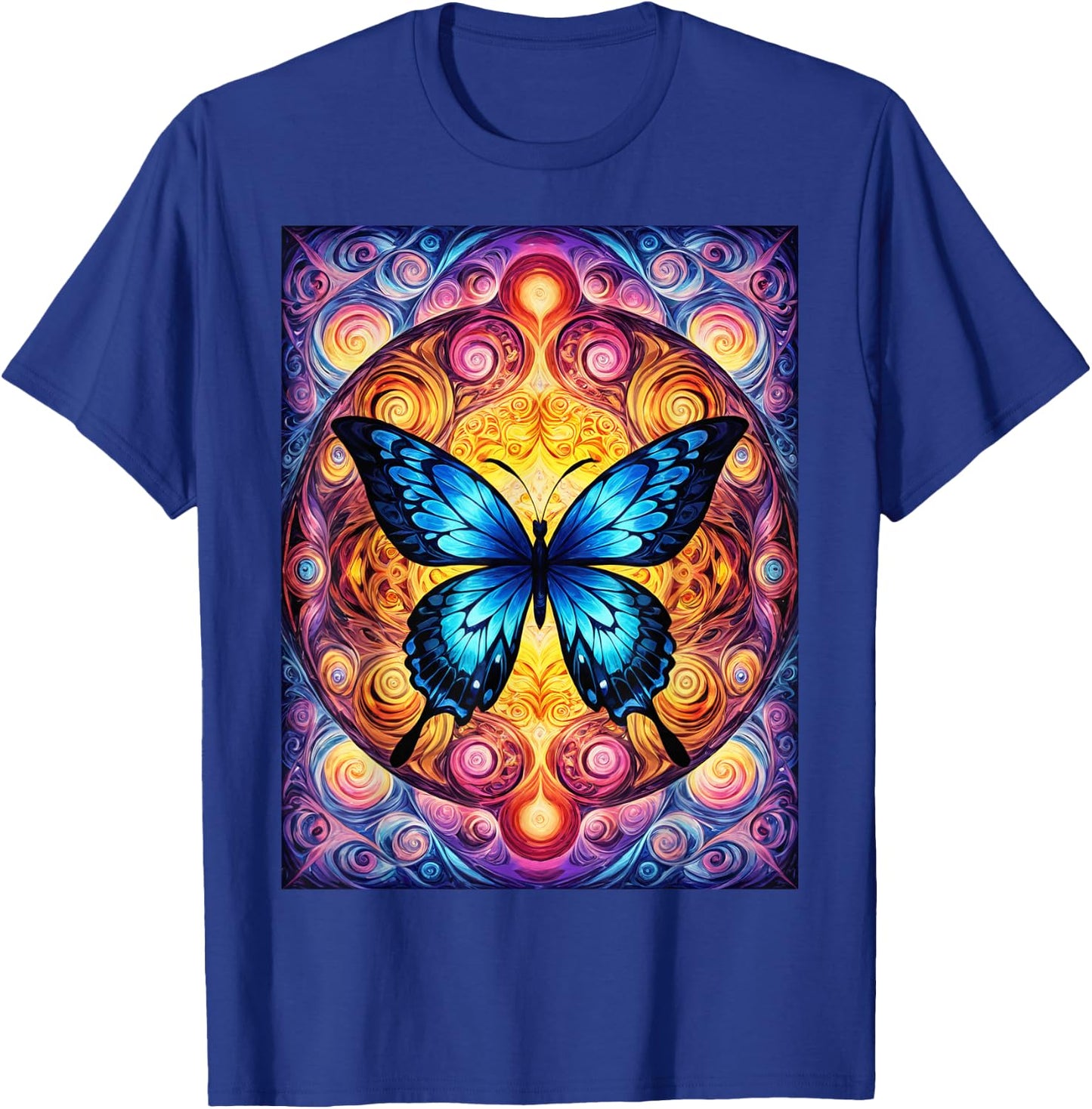 Blue Psychedelic Butterfly T-Shirt - T-Shirt | Royal