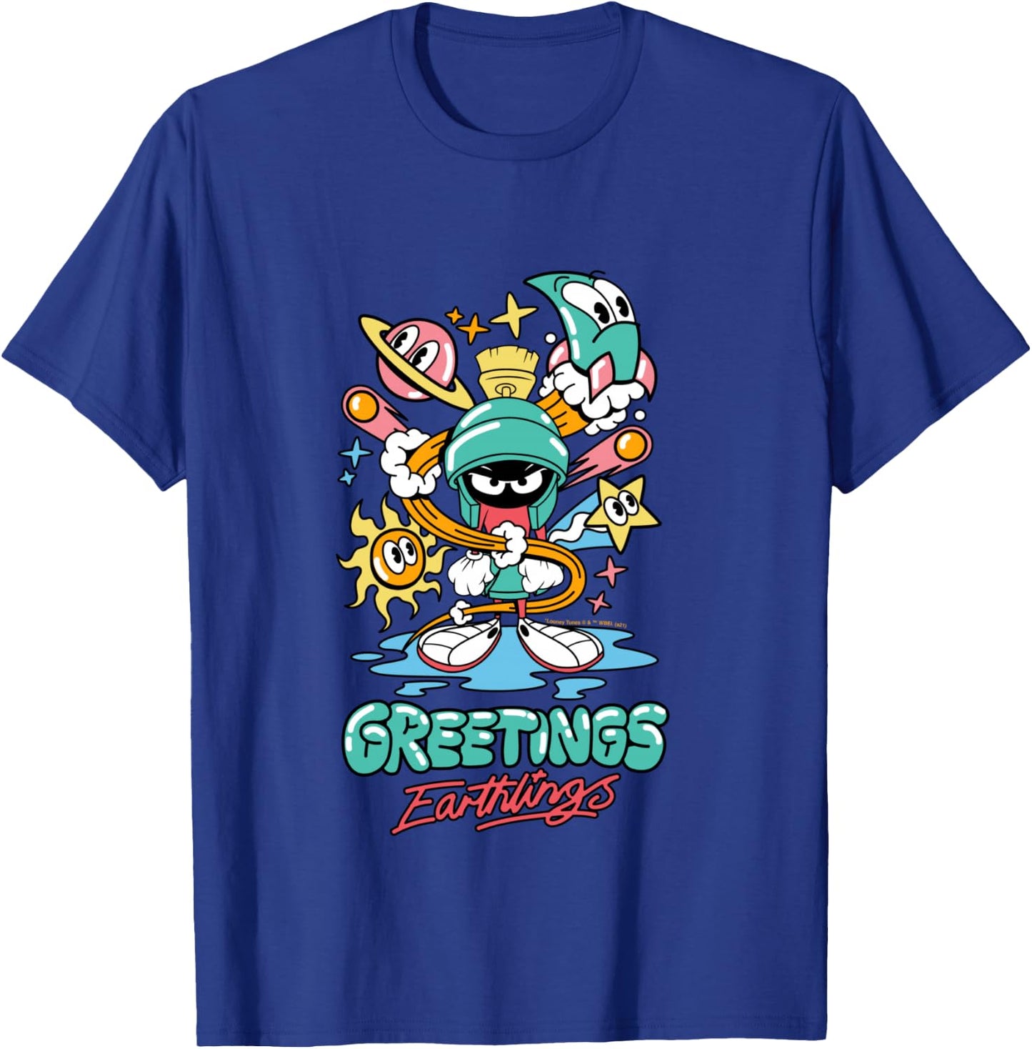 Marvin The Martian Greetings Earthlings T-Shirt - T-Shirt | Royal