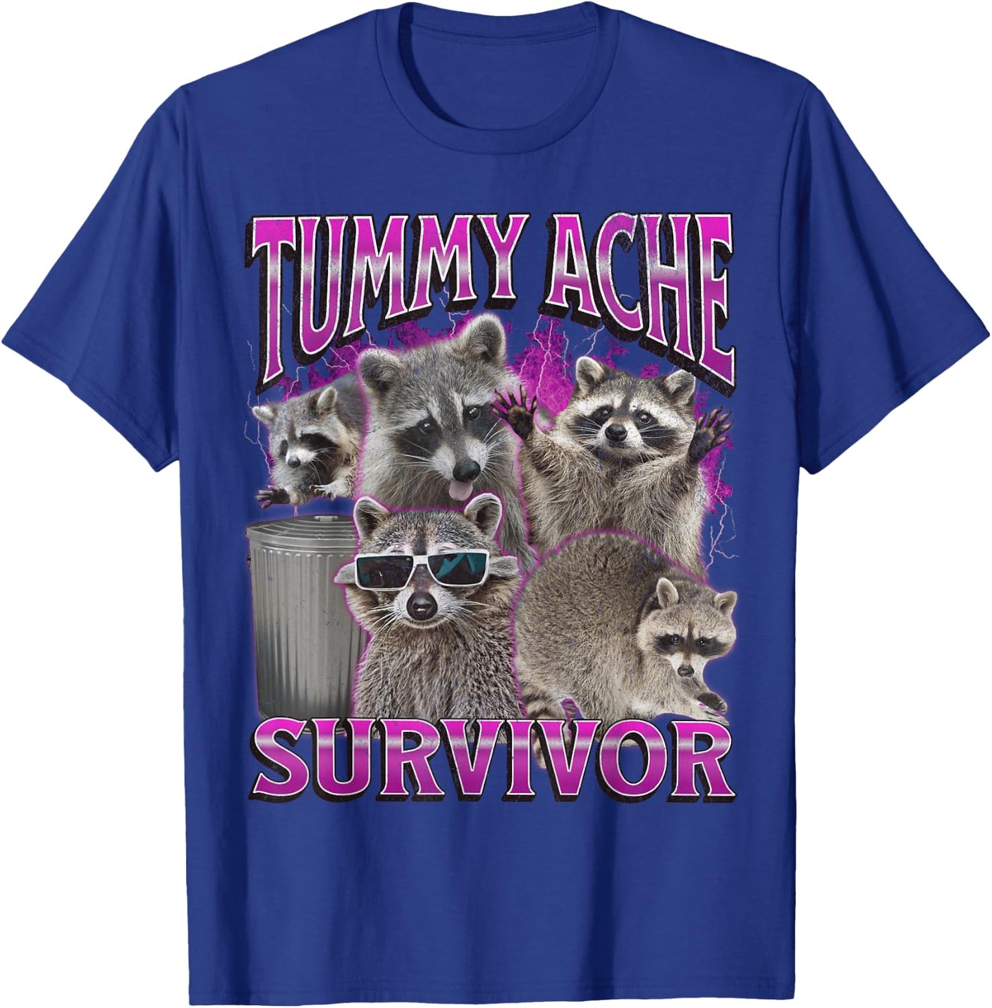 Tummy Ache Survivor Funny Raccoon Meme Bootleg Graphic 90s , black T-Shirt - T-Shirt | Royal