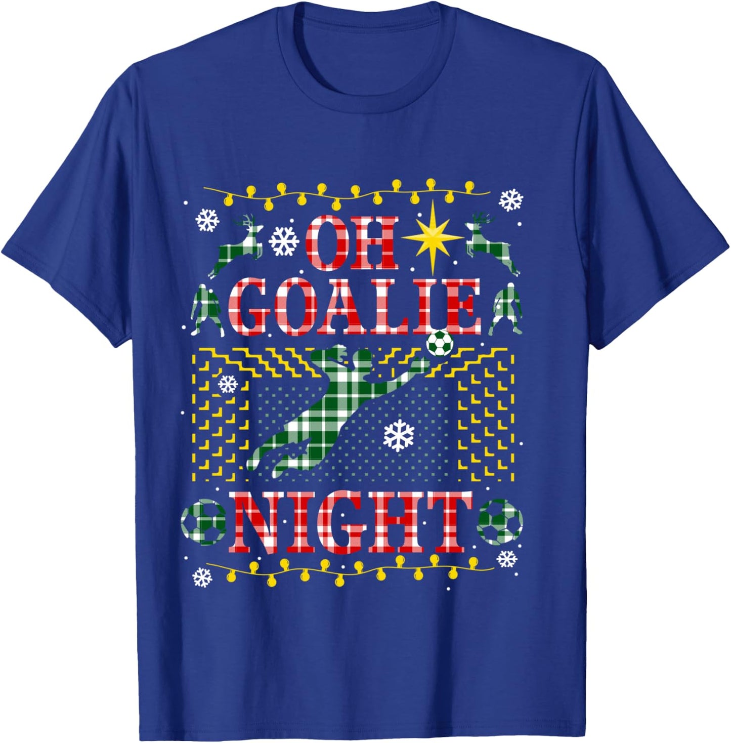 Funny Soccer Goalie Ugly Christmas Sweater Party Goal Keeper T-Shirt - T-Shirt | Royal
