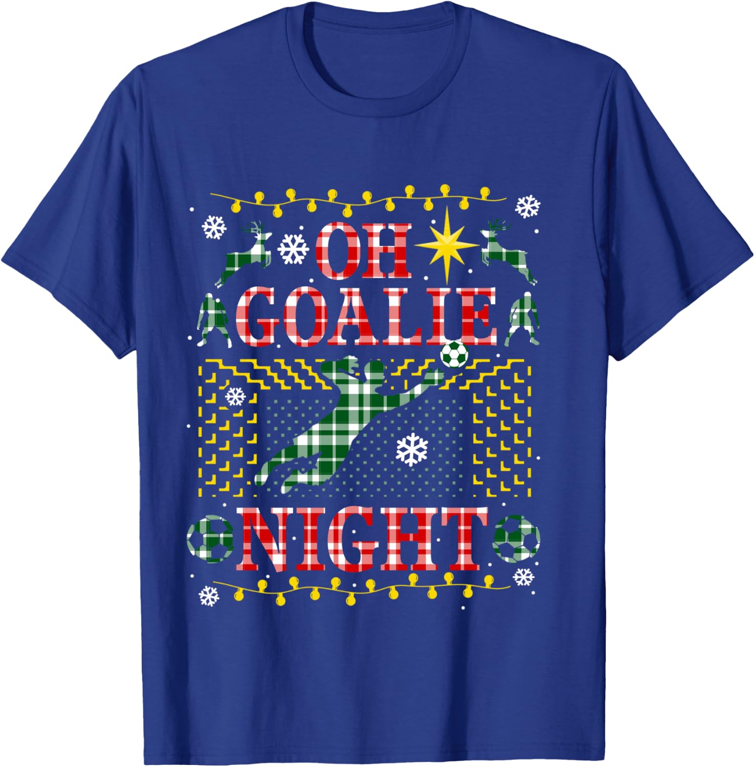 Funny Soccer Goalie Ugly Christmas Sweater Party Goal Keeper T-Shirt - T-Shirt | Royal