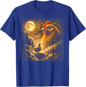 Funny Chicken Howling Moon Y2K Brainrot Meme T-Shirt - T-Shirt | Royal