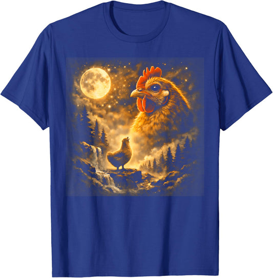 Funny Chicken Howling Moon Y2K Brainrot Meme T-Shirt - T-Shirt | Royal