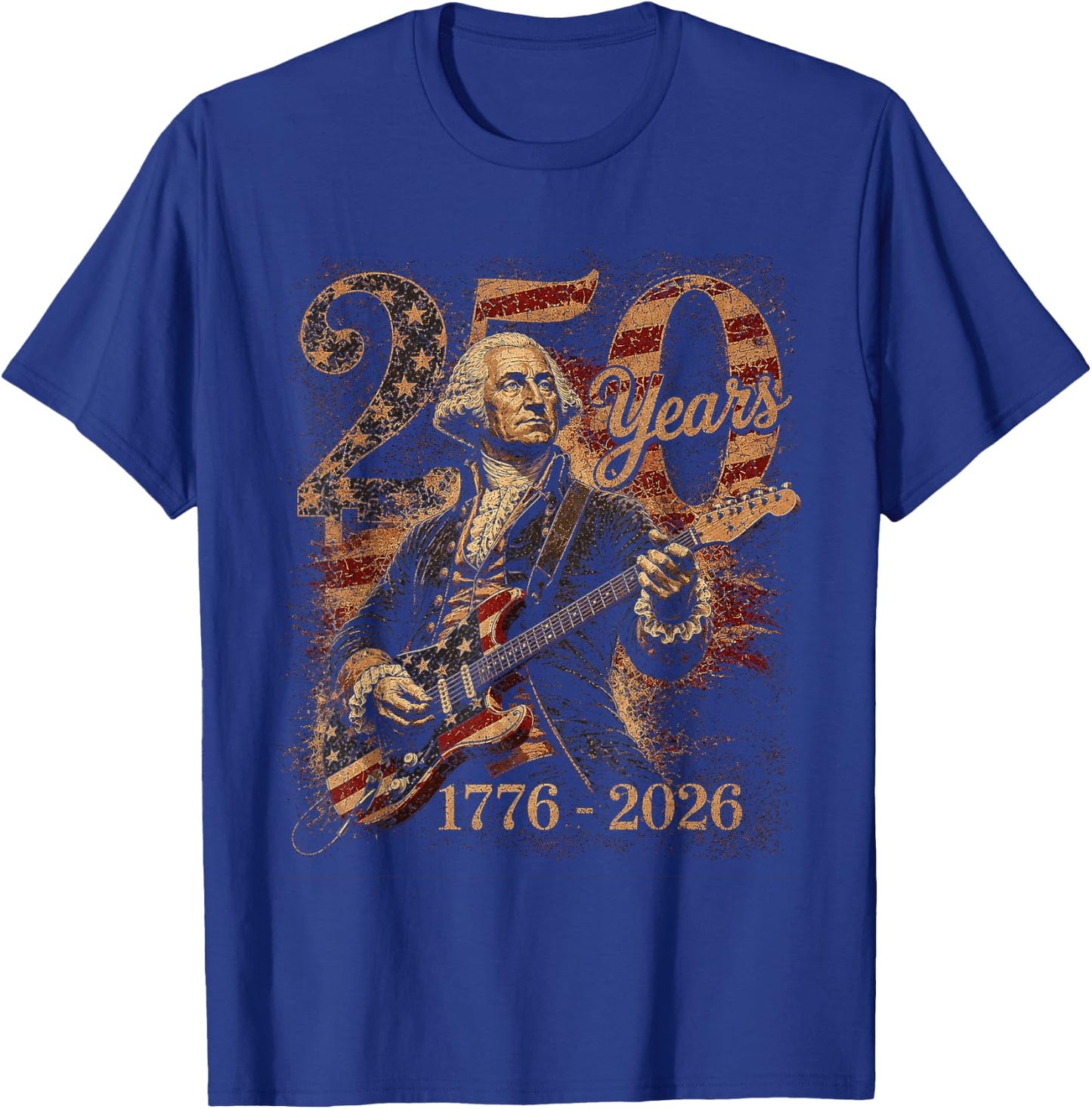 Vintage George Washington Playing Guitar 250 Years America T-Shirt - T-Shirt | Royal