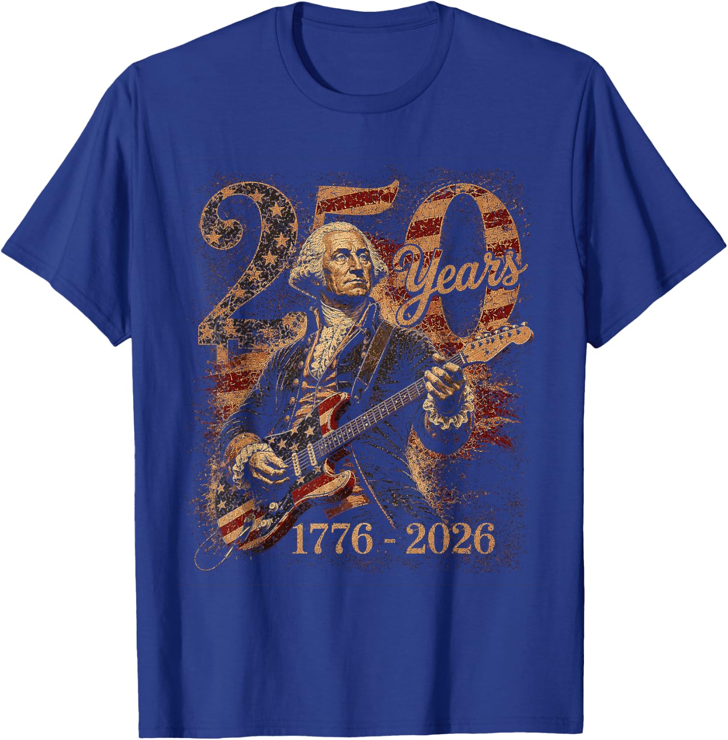 Vintage George Washington Playing Guitar 250 Years America T-Shirt - T-Shirt | Royal