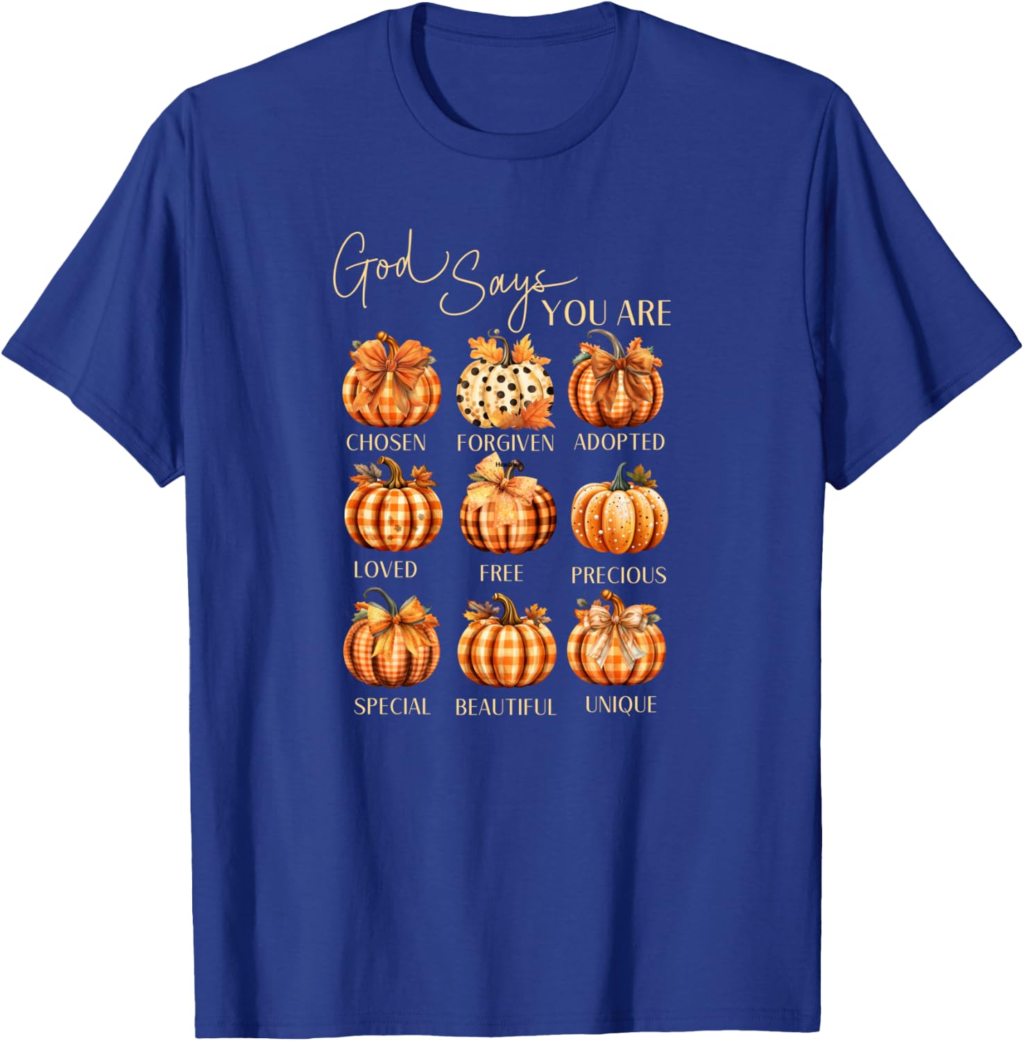 Fall Pumpkin Coquette Autumn God Says You Are Christian T-Shirt - T-Shirt | Royal