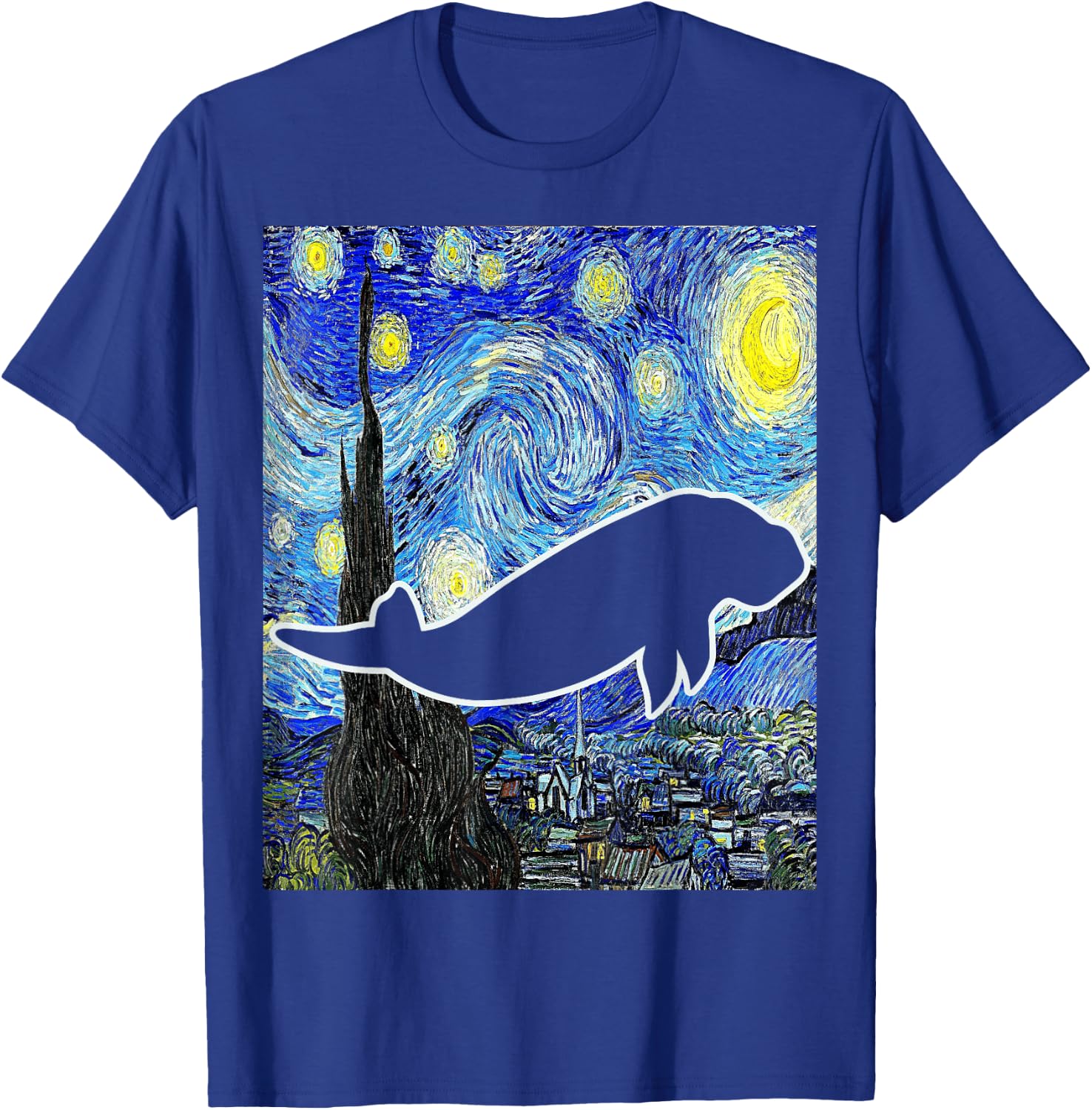 Dugong Starry Night Dugong Lover Oceanography Manatee T-Shirt - T-Shirt | Royal
