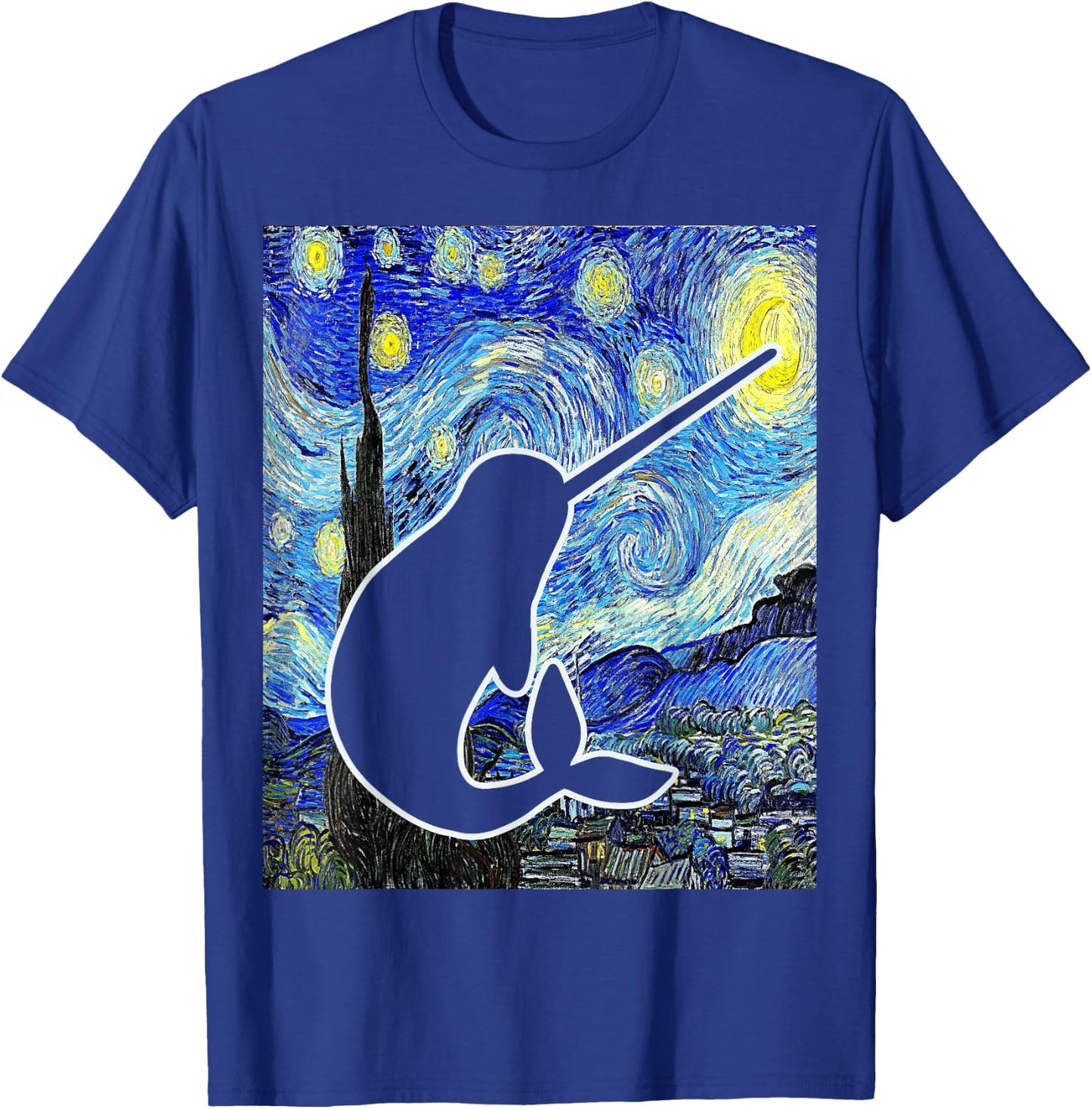 Narwhal Starry Night Narwhal Van Gogh Painting Cetology T-Shirt - T-Shirt | Royal