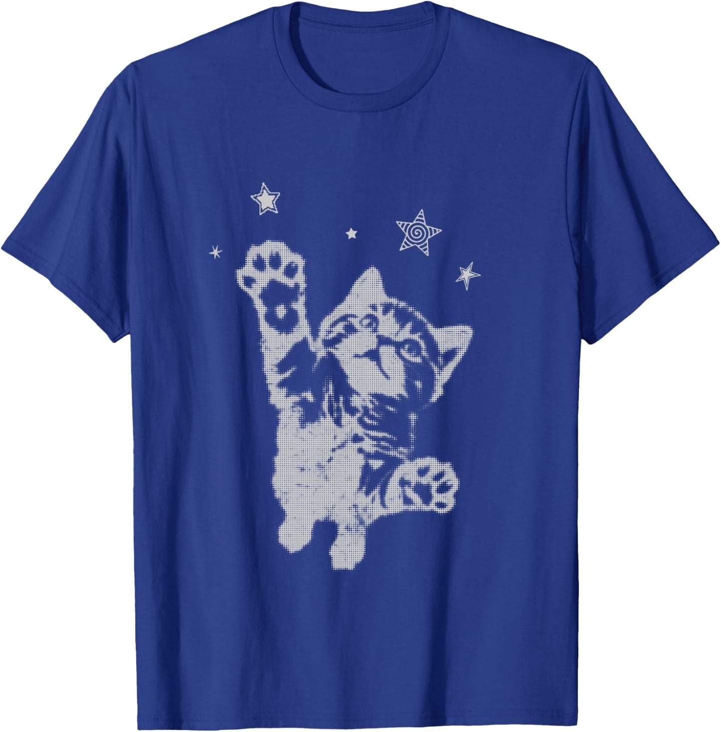 Y2K Cat Jumping Stars Silly 90s 2000s Grunge Vintage Graphic T-Shirt - T-Shirt | Royal