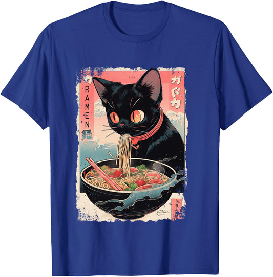 Cat Ramen Noodle Japanese Anime Manga Ramen Kawaii Cat Shirt, black T-Shirt - T-Shirt | Royal