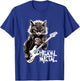 Cat Playing Guitar Heavy Metal Rock Cat Funny Guitarist Long Handle T-Shirt - T-Shirt | Royal