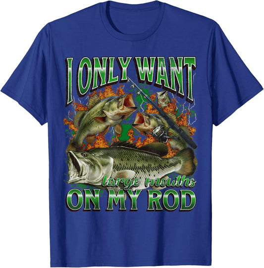 Bass Fish Funny Offensive Fishing Meme Bootleg Graphic T-Shirt - T-Shirt | Royal