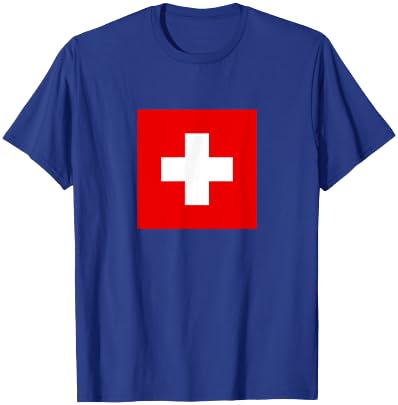 Swiss Flag Switzerland Classic Cross Design Square Logo T-Shirt - T-Shirt | Royal