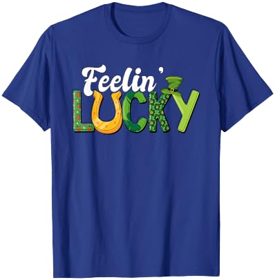 Feelin Lucky St. Patricks Day Horse Shoe Lucky Horseshoe T-Shirt - T-Shirt | Royal