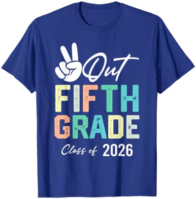 Peace Out Fifth Grade Class of 2026 Graduation Kids T-Shirt - T-Shirt | Royal