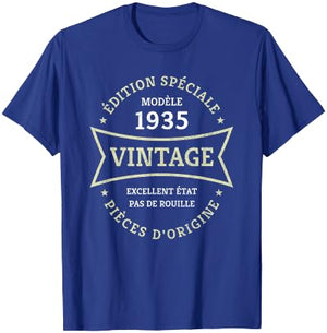 Vintage 90th Birthday Born in 1935 Vintage 90 Years Gift , Black, S T-Shirt - T-Shirt | Royal