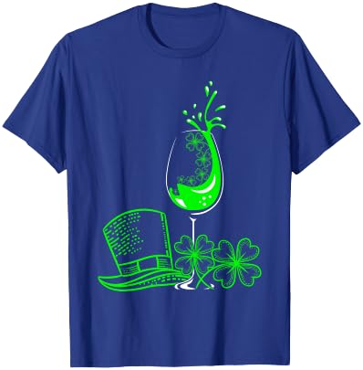 St Patrick's Day Shamrock Wine Glass For T-Shirt - T-Shirt | Royal