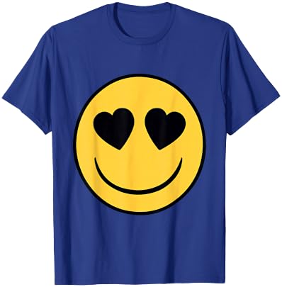 Emoji Official Retro Eyes Heart Shaped Yellow Smiling Face T-Shirt - T-Shirt | Royal