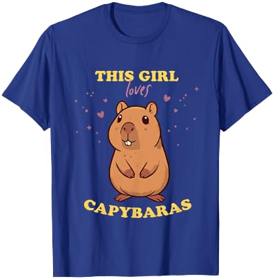 Adorable Capybara Girl Rodent & Guinea Pig Fan , Blue, Female X-Small T-Shirt - T-Shirt | Royal