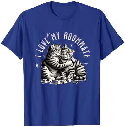 I Love My Roommate, Vintage Cats Lovers T-Shirt - T-Shirt | Royal