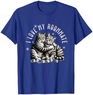 I Love My Roommate, Vintage Cats Lovers T-Shirt - T-Shirt | Royal