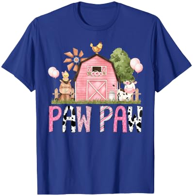 Paw Paw Pink Farm Animal Birthday Kids Matching Family T-Shirt - T-Shirt | Royal