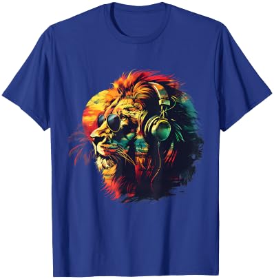 Rasta Reggae Lion Of Judah Jamaican Reggae Music Headphone T-Shirt - T-Shirt | Royal