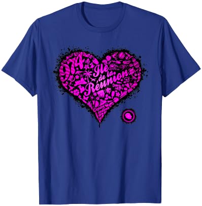 974 Reunion Island - Graffiti C24 - Heart - Pink T-Shirt - T-Shirt | Royal