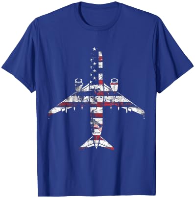 Airplane Pilot American Flag USA Patriotic T-Shirt - T-Shirt | Royal