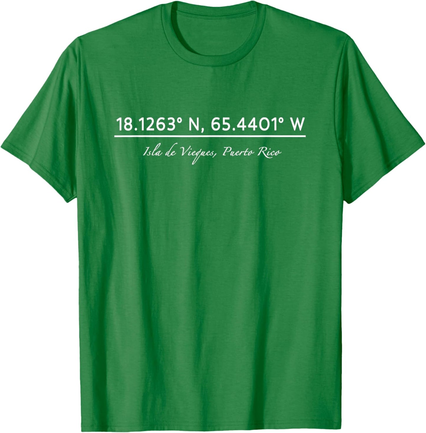 Isla de Vieques, Puerto Rico Coordinates T-Shirt - T-Shirt | Irish Green