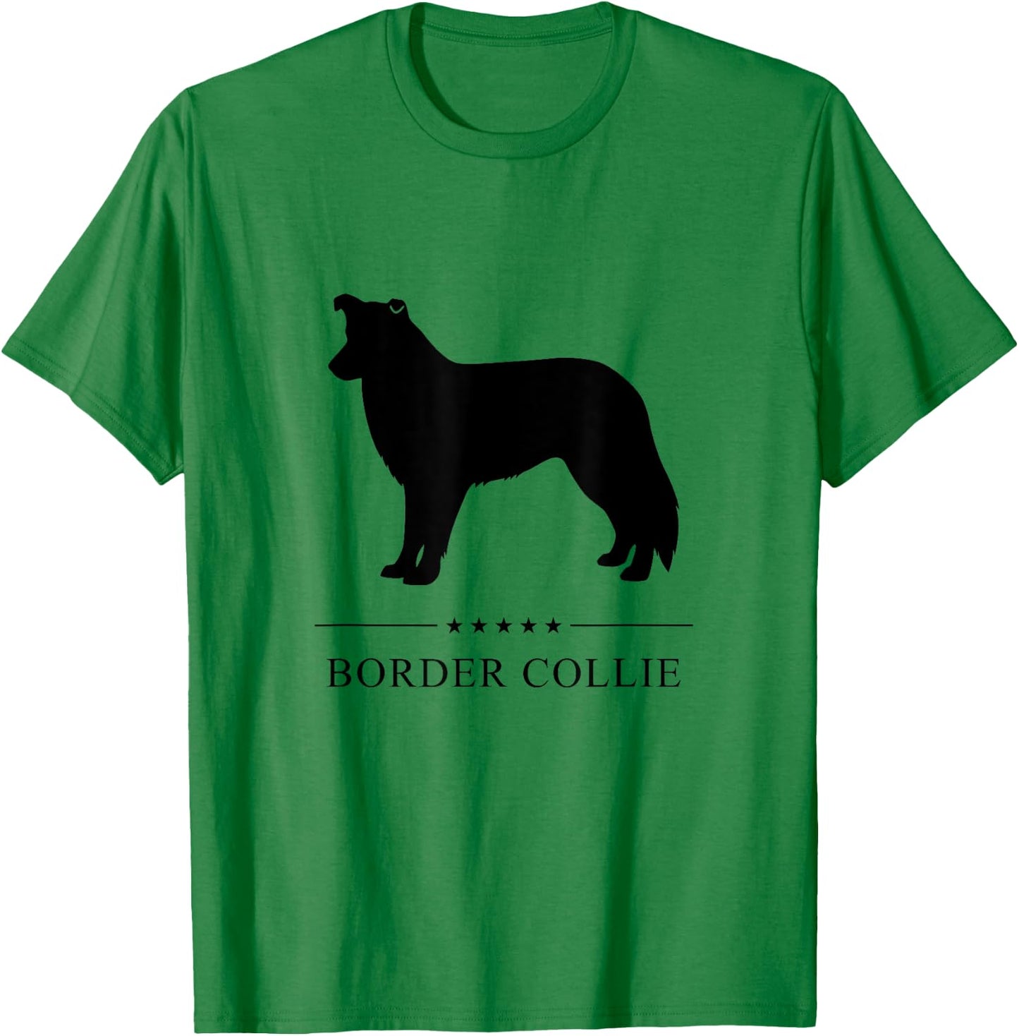 Border Collie Black Silhouette T-Shirt - T-Shirt | Irish Green