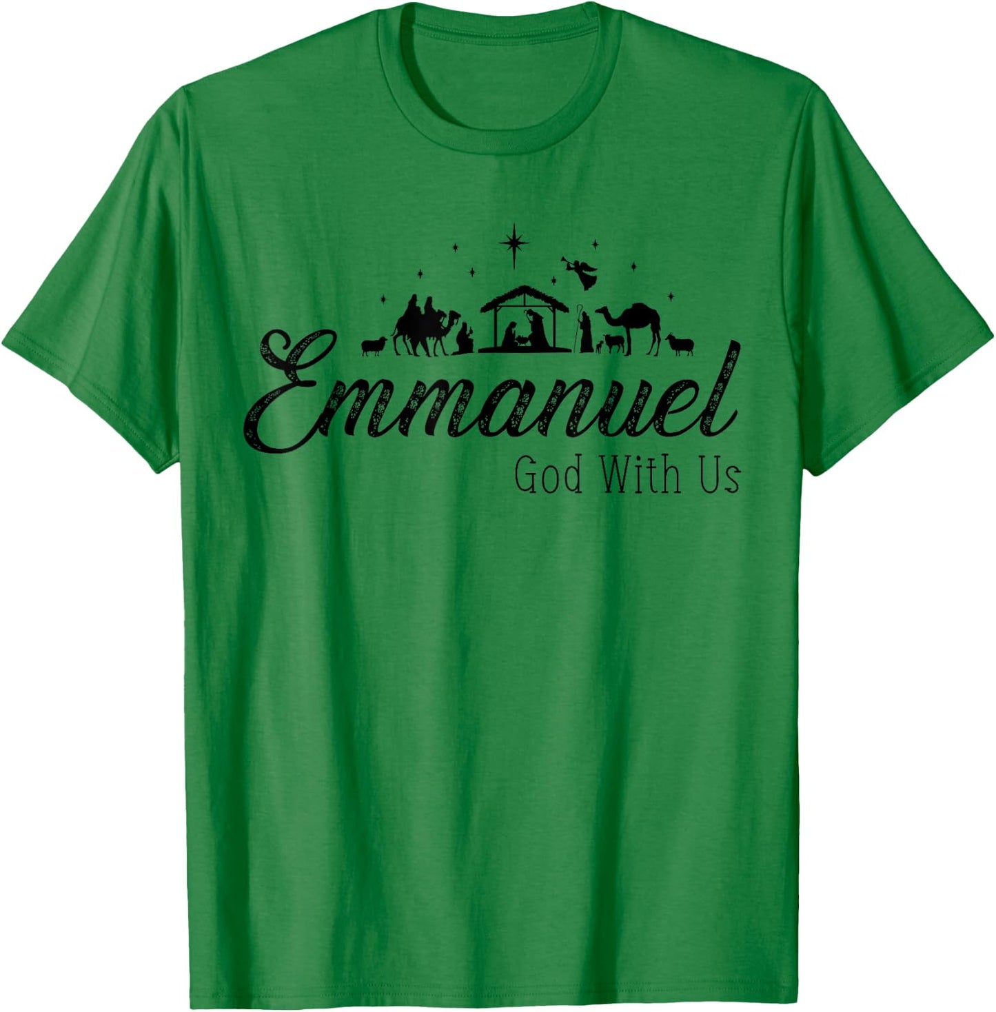 Emmanuel God With Us Nativity Scenes Christmas Christian T-Shirt - T-Shirt | Irish Green