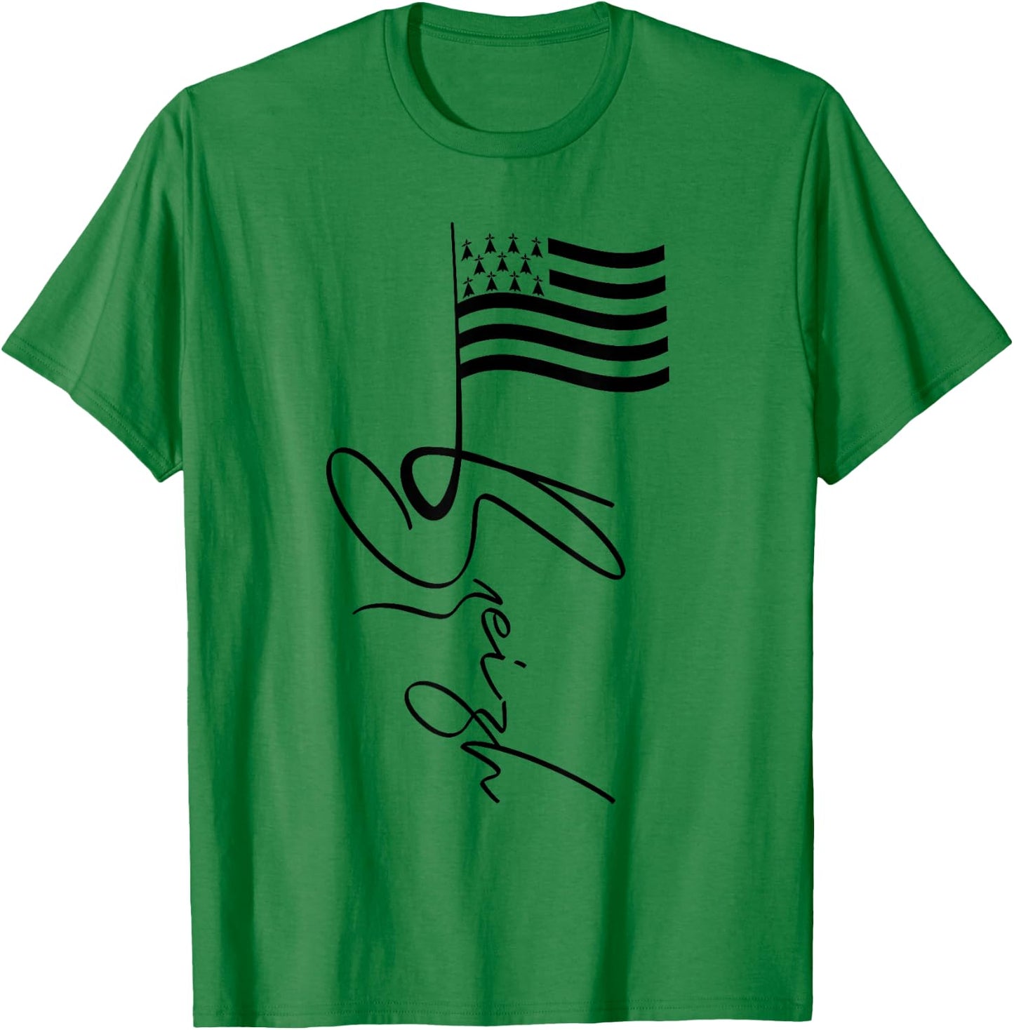 Mast Brittany France Signature Flag Breizh Breton , white, S T-Shirt - T-Shirt | Irish Green