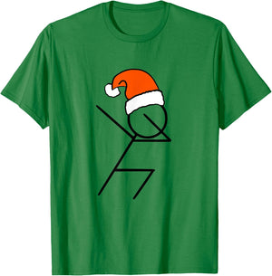 Dabbing Santa Funny Christmas Shirt Stick Figure Dab Dance T-Shirt - T-Shirt | Irish Green