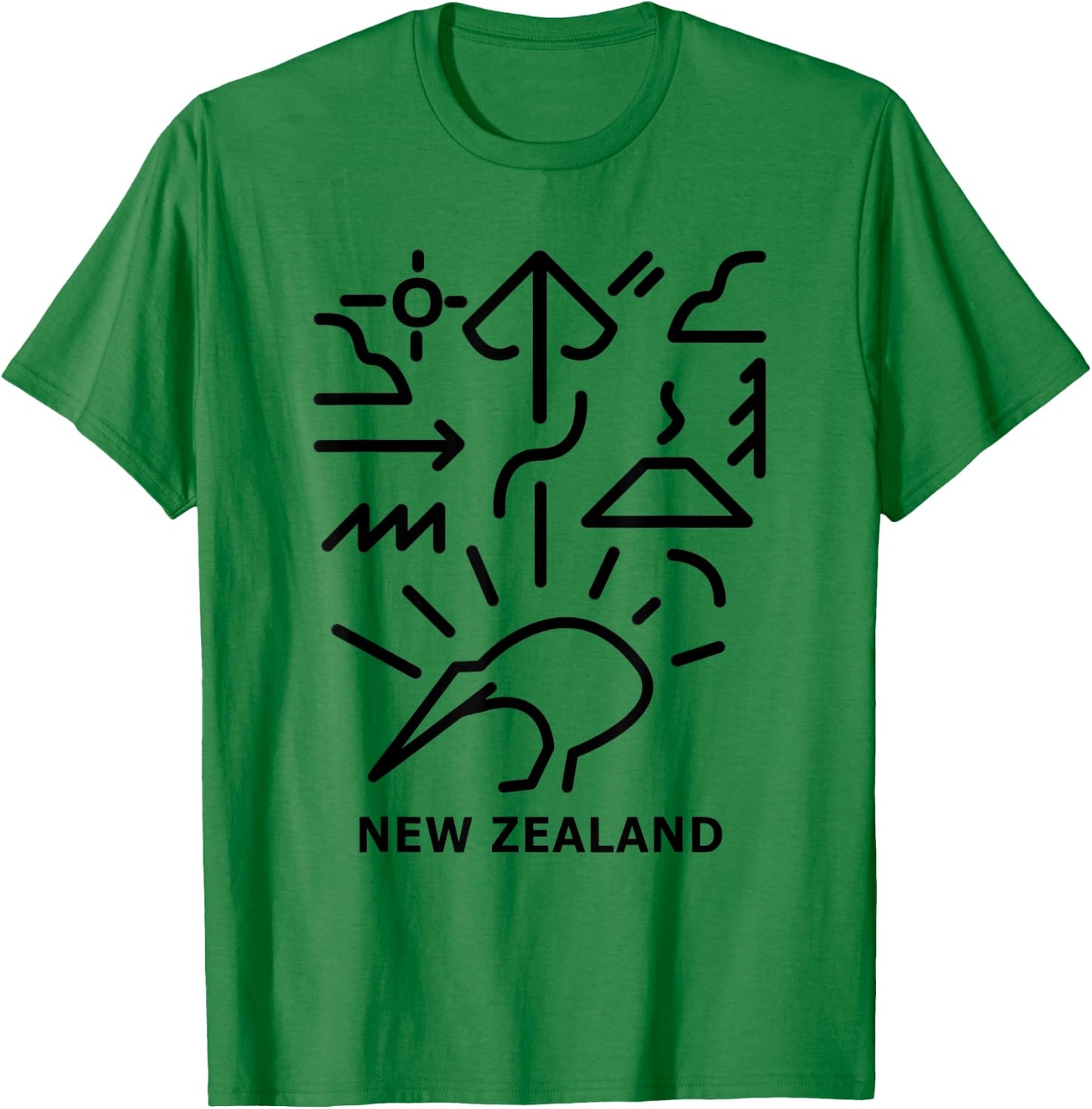 Minimalism New Zealand Kiwi Trendy Modern Maori Designs T-Shirt - T-Shirt | Irish Green