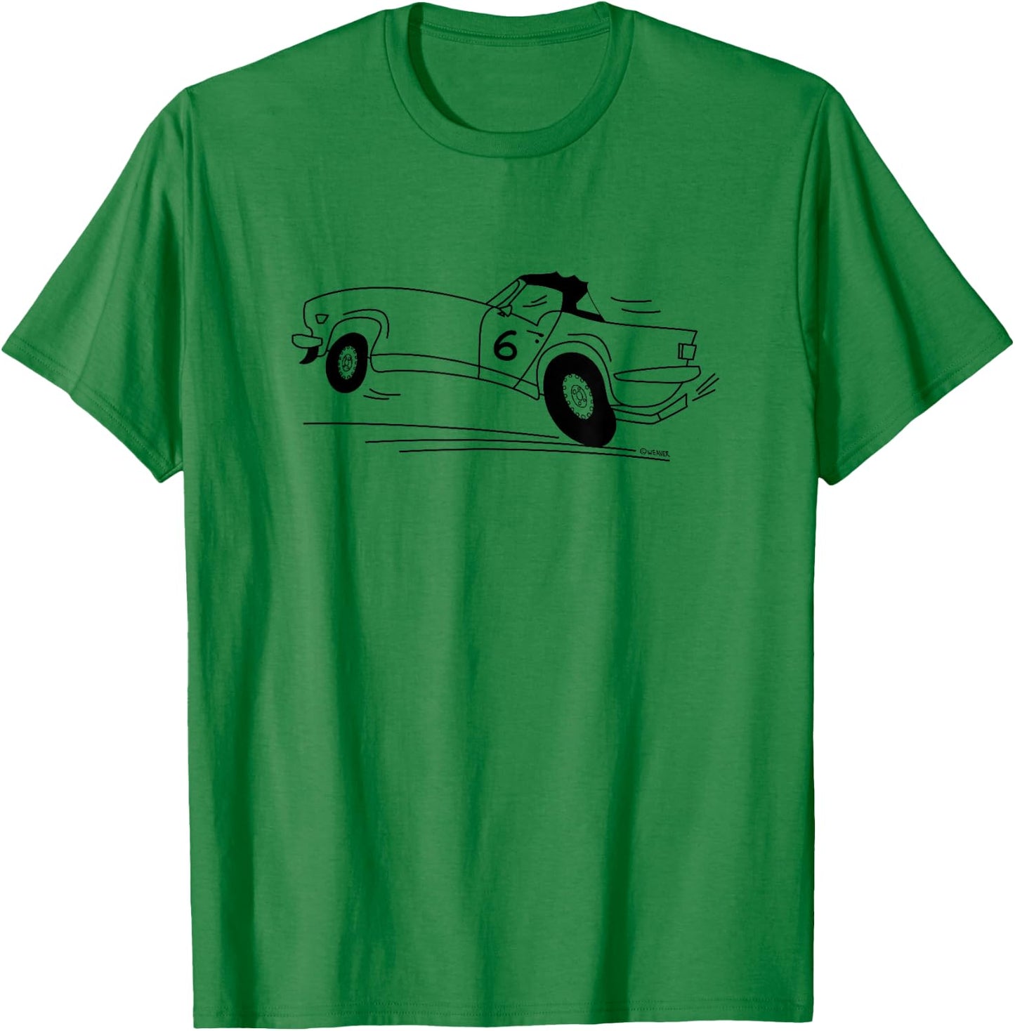 Cartoon Drawing Triumph TR6 British Car , Blue, S T-Shirt - T-Shirt | Irish Green