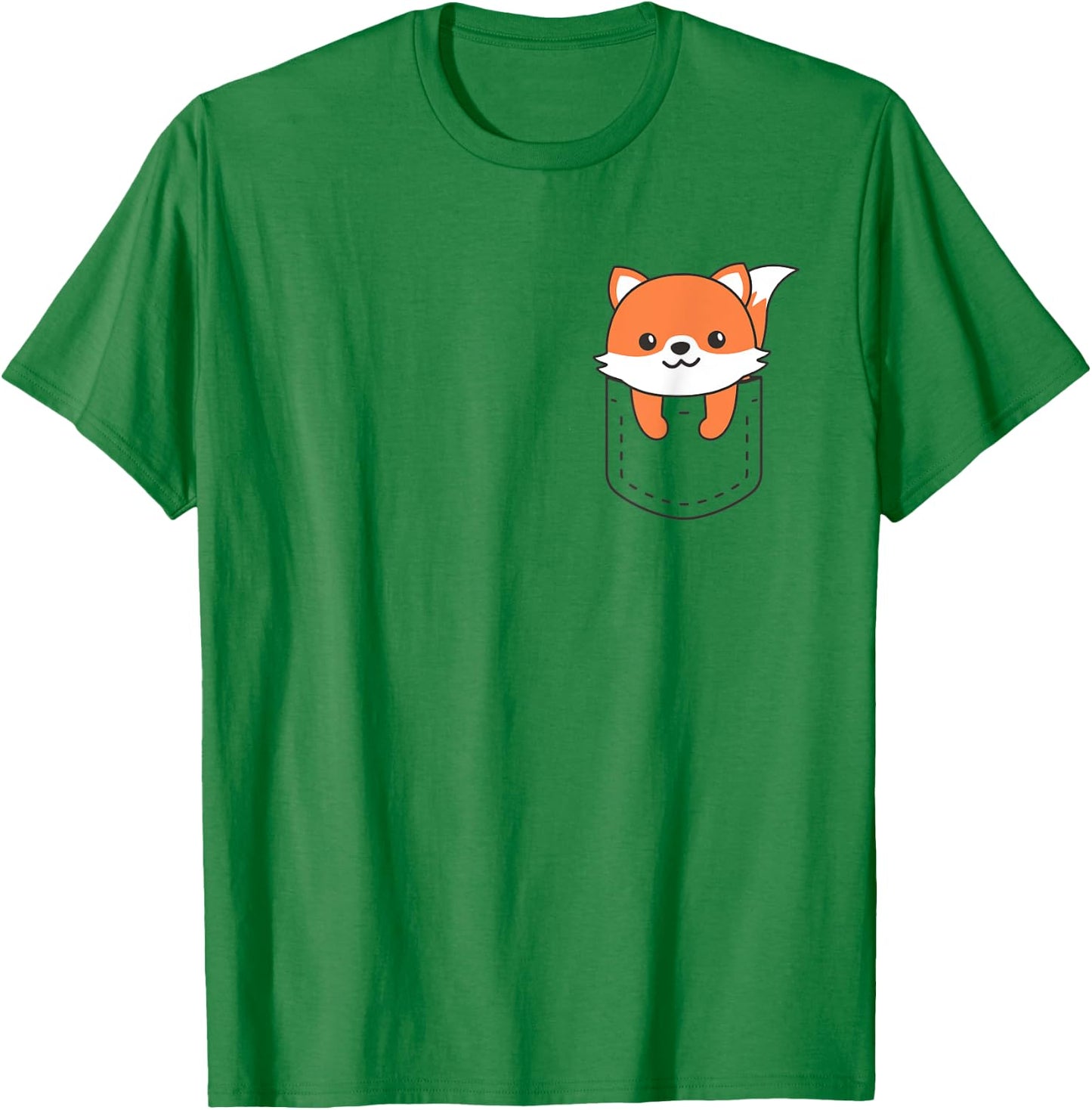 Fox In Pocket Funny Cows In Breast Pocket Cute Fox T-Shirt - T-Shirt | Irish Green