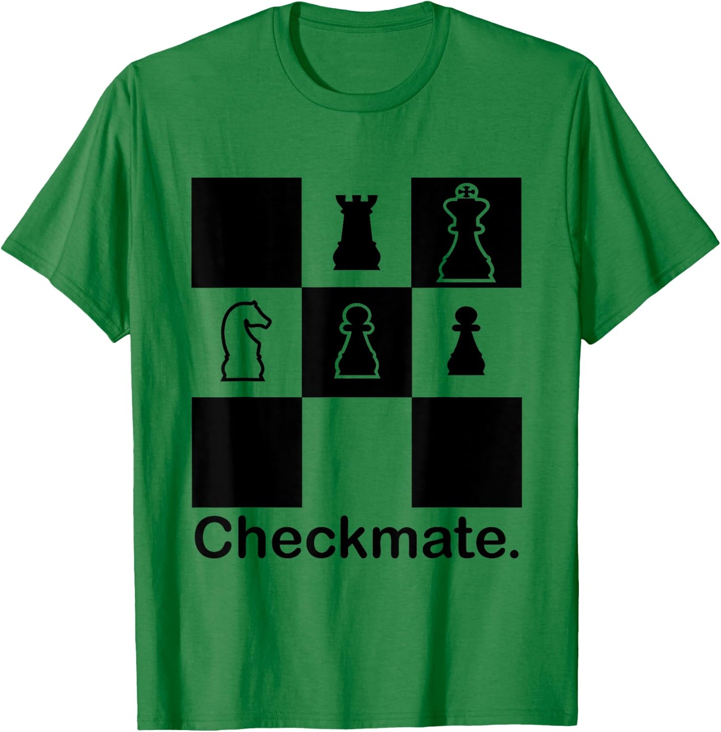 Checkmate White Knight Black King Rook Pawn Pieces - Chess T-Shirt - T-Shirt | Irish Green