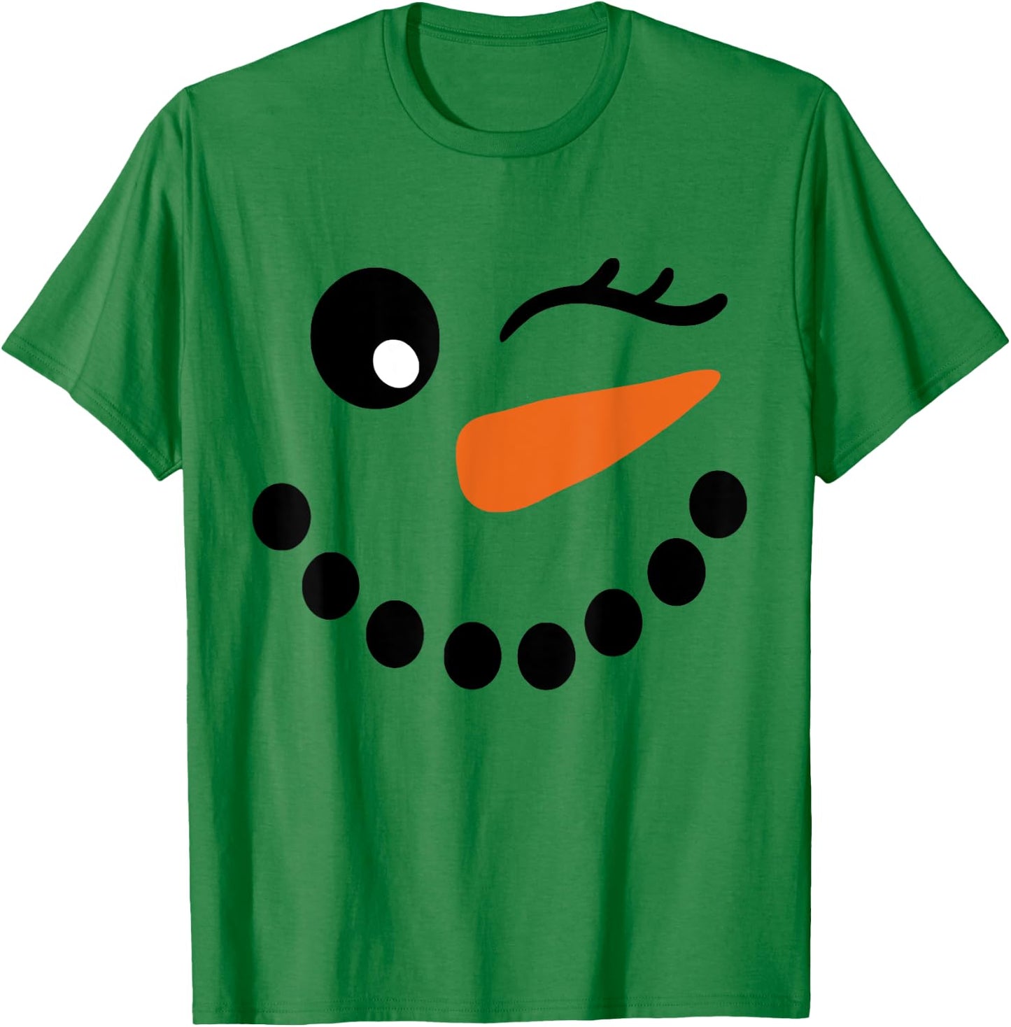 Winter Snowman Face Wink Eye Christmas Xmas For Girl T-Shirt - T-Shirt | Irish Green