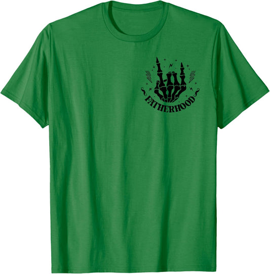 Fatherhood Some Days I Rock It Skeleton, Front And Back T-Shirt - T-Shirt | Irish Green