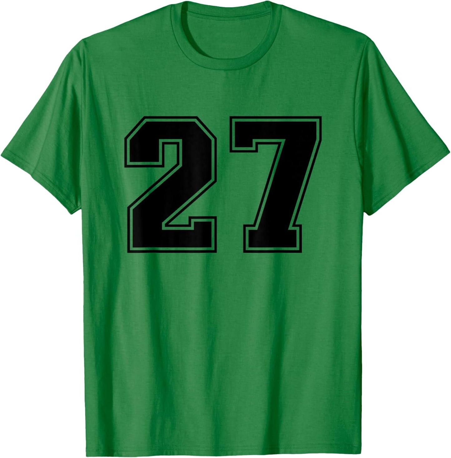 Number #27 Black Sports Fan Jersey Number T-Shirt - T-Shirt | Irish Green