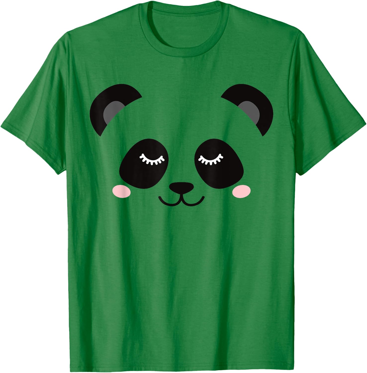 Sleepy Panda Face T-Shirt - T-Shirt | Irish Green