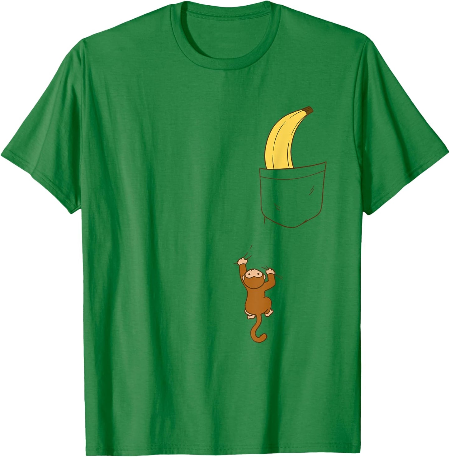 Funny Monkey Climbs A To Get Banana Kids Cute Monkey T-Shirt - T-Shirt | Irish Green