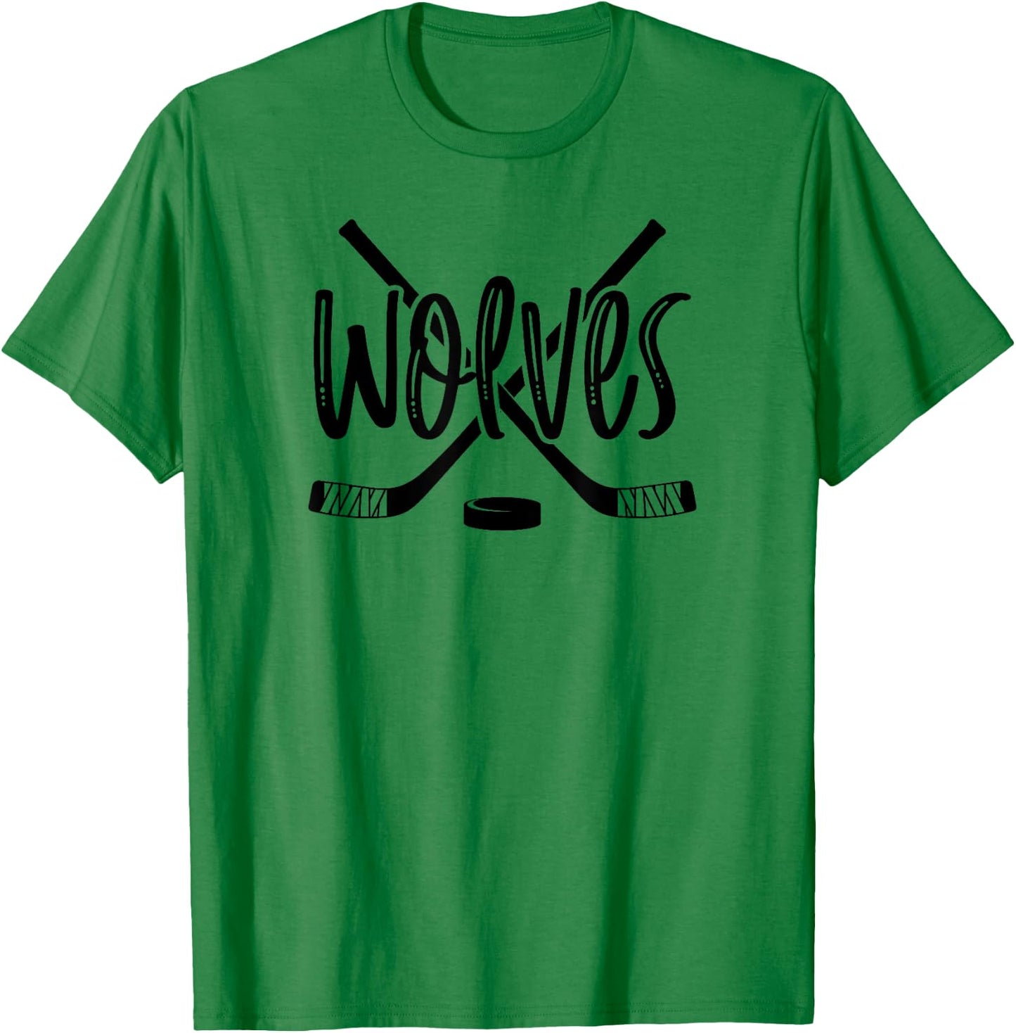 Wolves Hockey Team Mascot School Spirit Game Night T-Shirt - T-Shirt | Irish Green