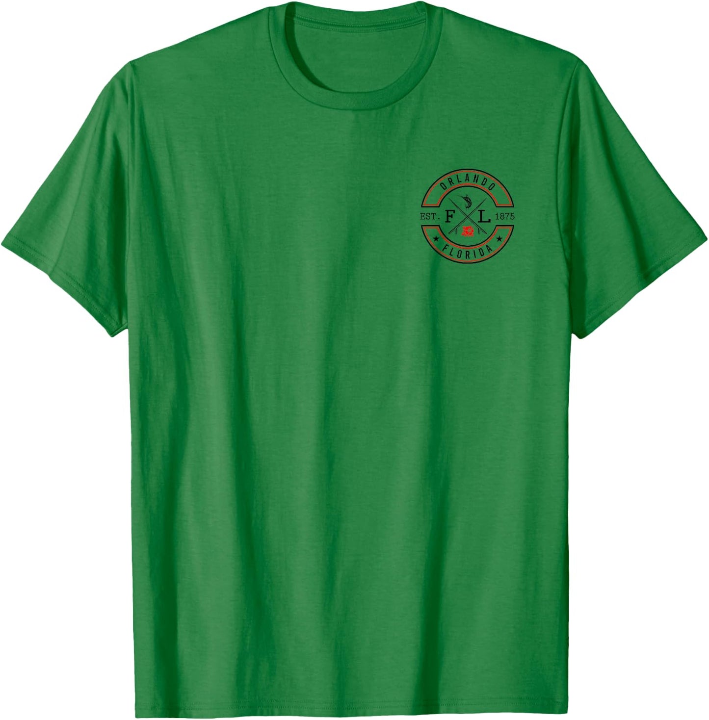 Orlando Florida FL Retro Surfer Beach Front & Back T-Shirt - T-Shirt | Irish Green