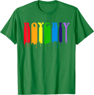 Cute ROYGBIV Rainbow With Dripping Paint T Shirt T-Shirt - T-Shirt | Irish Green