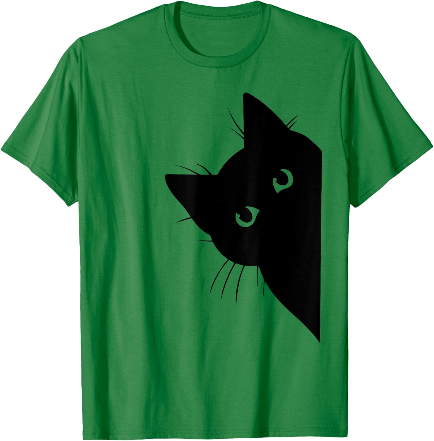 Curious Black Cat Peeking, Funny Sneaky Cat, Cat Mom Cat Dad T-Shirt - T-Shirt | Irish Green