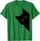 Curious Black Cat Peeking, Funny Sneaky Cat, Cat Mom Cat Dad T-Shirt - T-Shirt | Irish Green