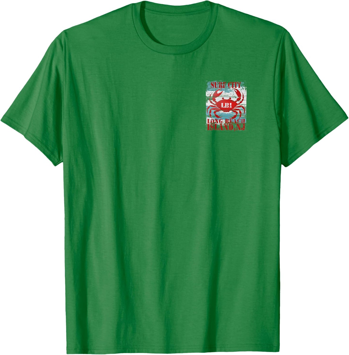 Surf City Long Beach Island NJ Nautical Coastal Rustic Crab Women Kids T-Shirt - T-Shirt | Irish Green