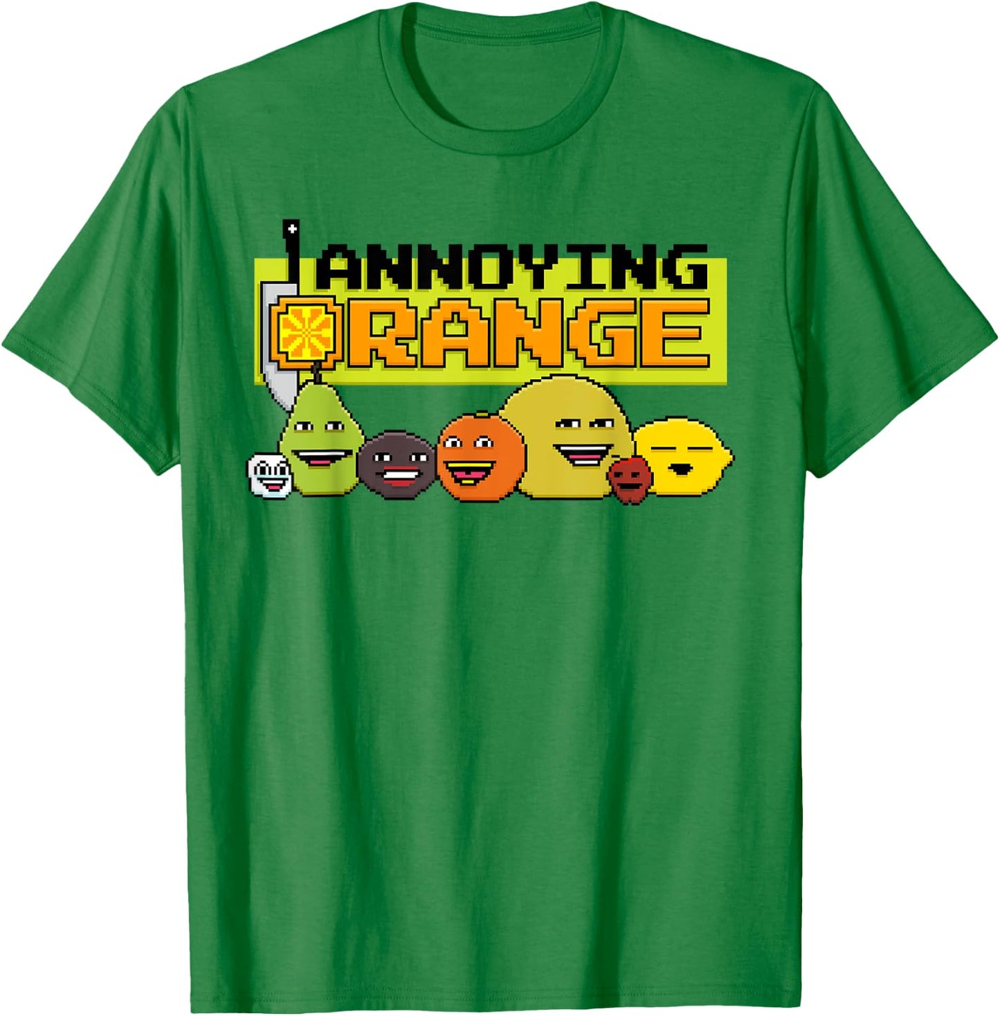 Annoying Orange 8-Bit Video Game Style T-Shirt - T-Shirt | Irish Green